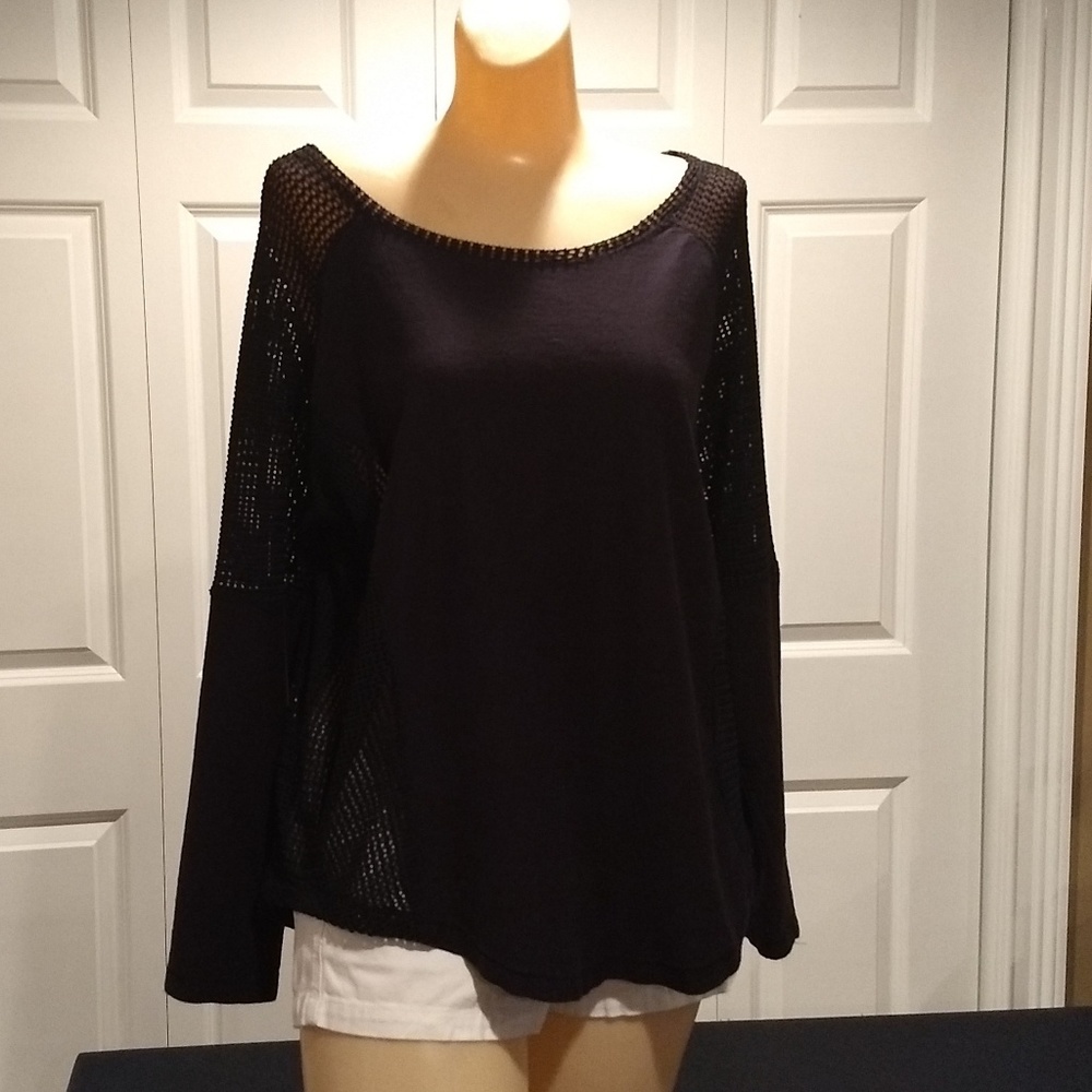 Zara long sleeve top with mesh sleeves size medium